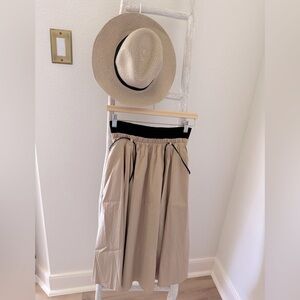 Zara A-line pleated Tan Skirt